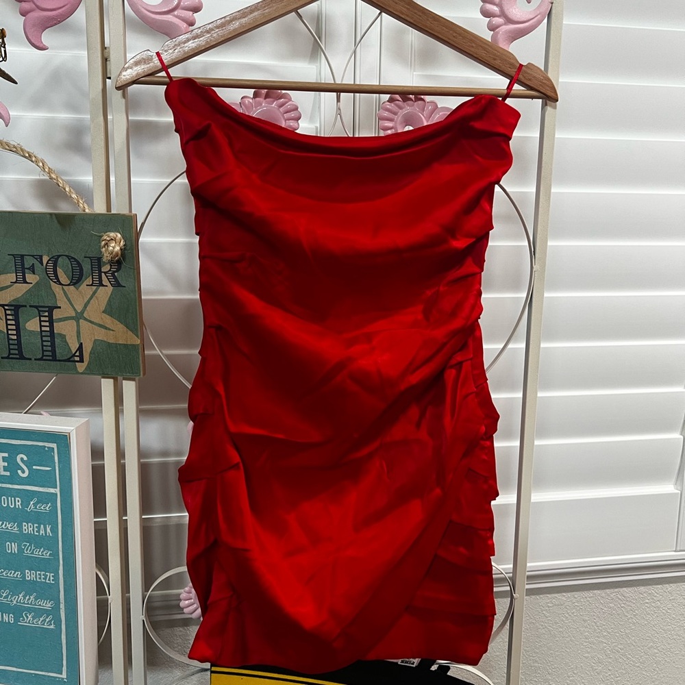 Zara Red Strapless Bodycon Dress